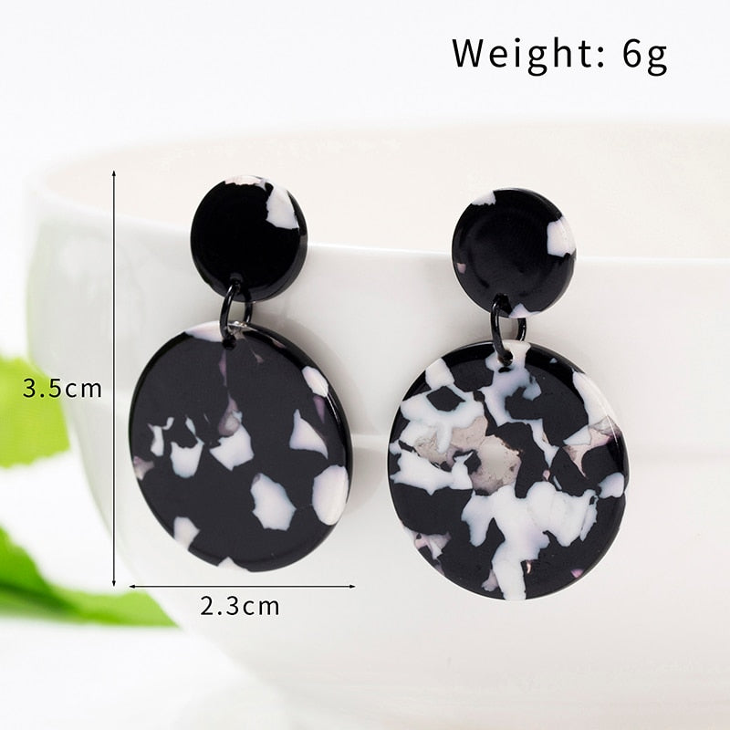 Black white Stripe Drop Earring Water Drop Pendant Hollow Round Cat Earring Jewel Brincos