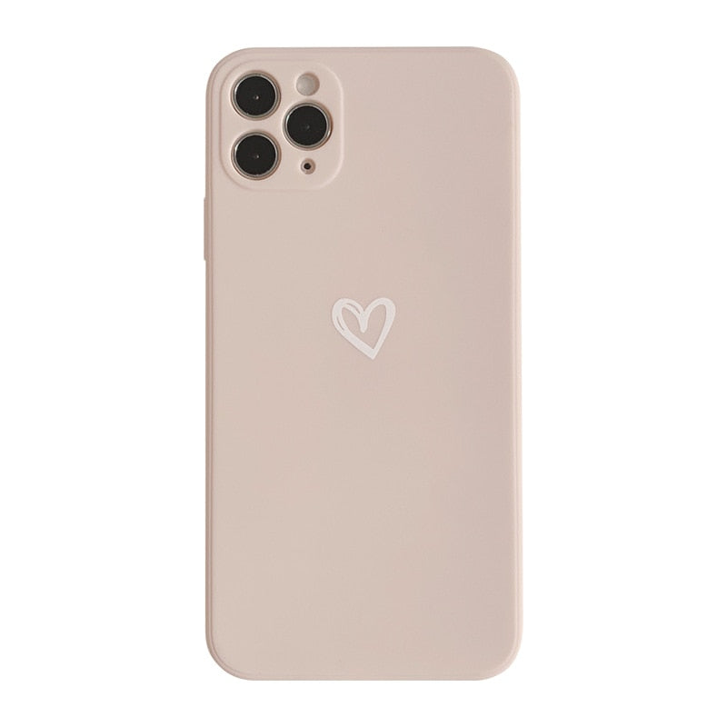 silicone soft heart phone case for iphone 12 mini 13 11 Pro Max XR X XSMAX 7 8 Plus case candy color pink funda cover Shockproof