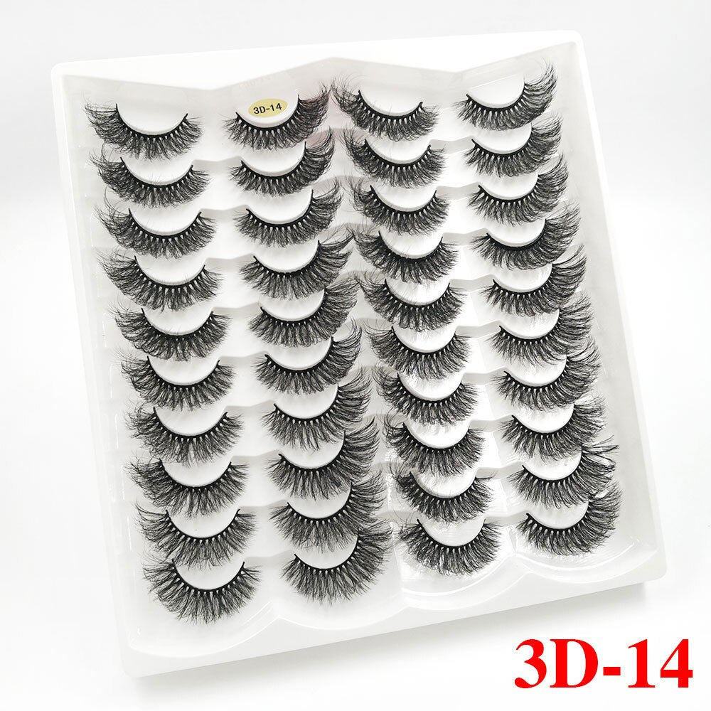 5/20Pairs Fake Lashes 3D Faux Mink Lashes Fluffy Soft Wispy Volume Natural long 8-25mm False Eyelashes Reusable Eyelashs