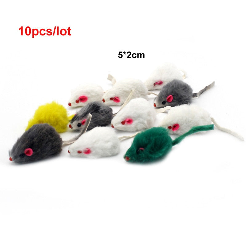 Rabbit Fur False Mouse Pet Cat Toys Feather Rainbow Ball Toy Cayts Funny Playing Toys For Cats Kitten Fish Cat Toy