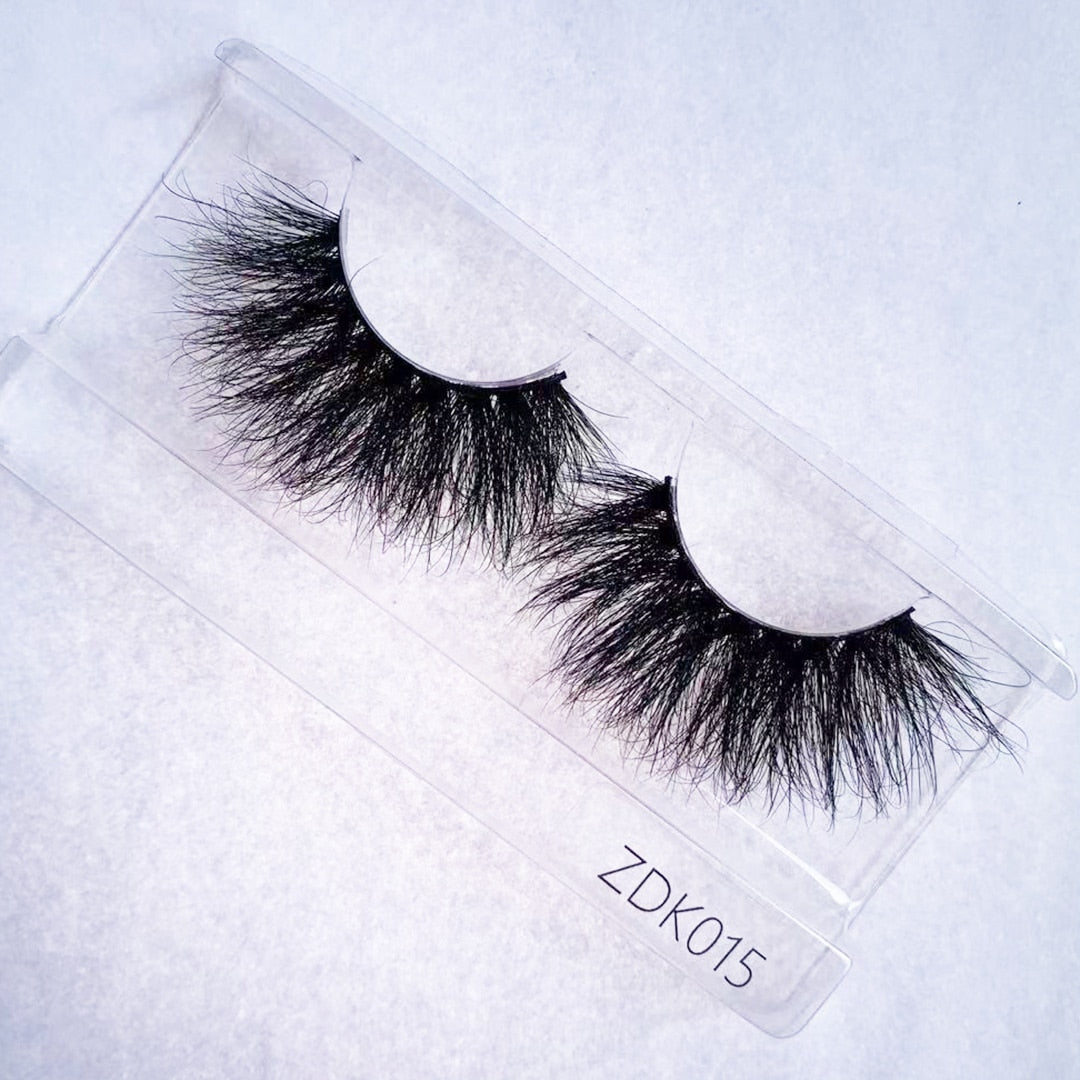 22mm 25mm Super Fluffy Dramatic Real Mink Lashes Wild Curly Eyelash