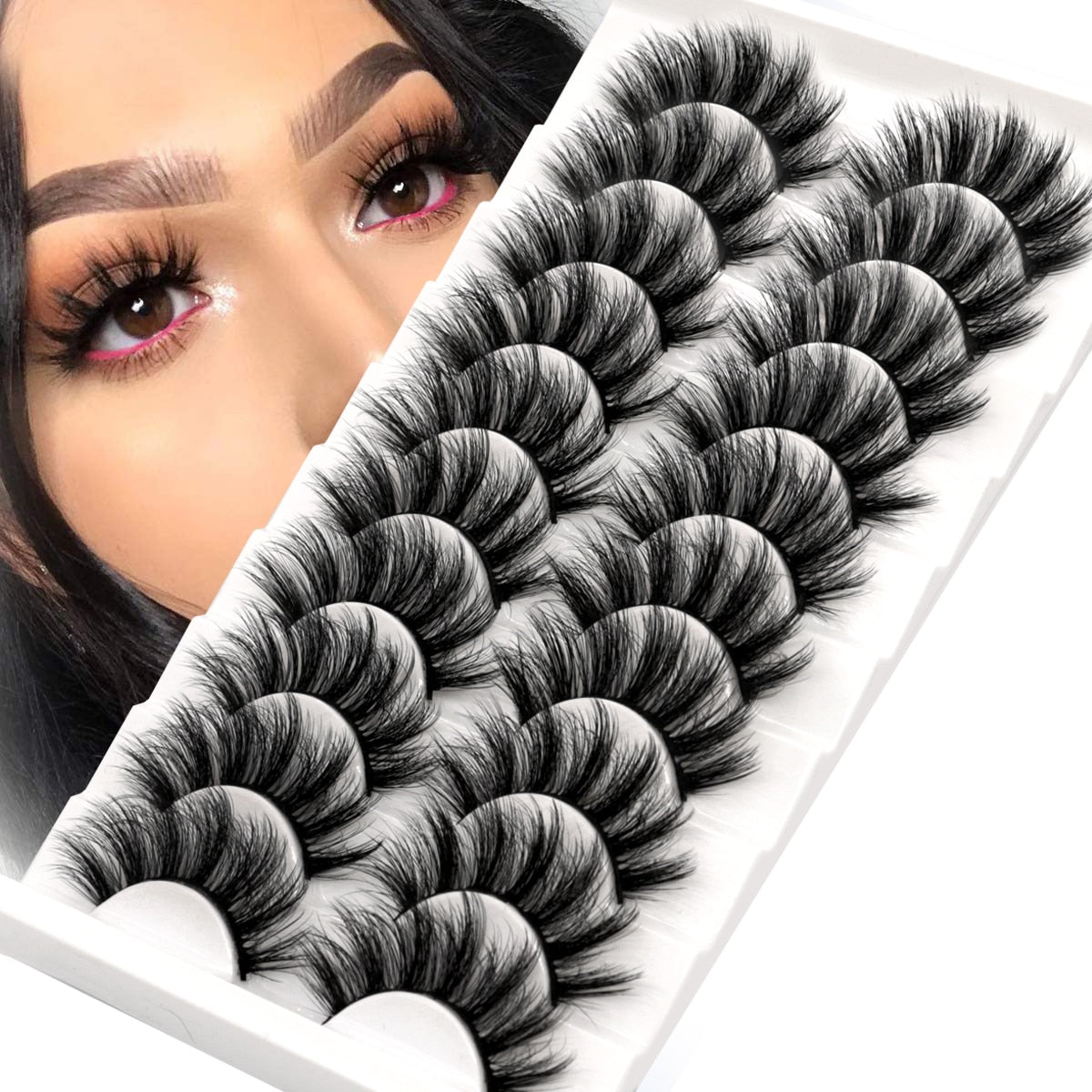 5/10 Pairs 3D Faux Mink Lashes Fluffy Soft Wispy Volume Natural long False Eyelashes Eye Lashes Reusable Eyelashs