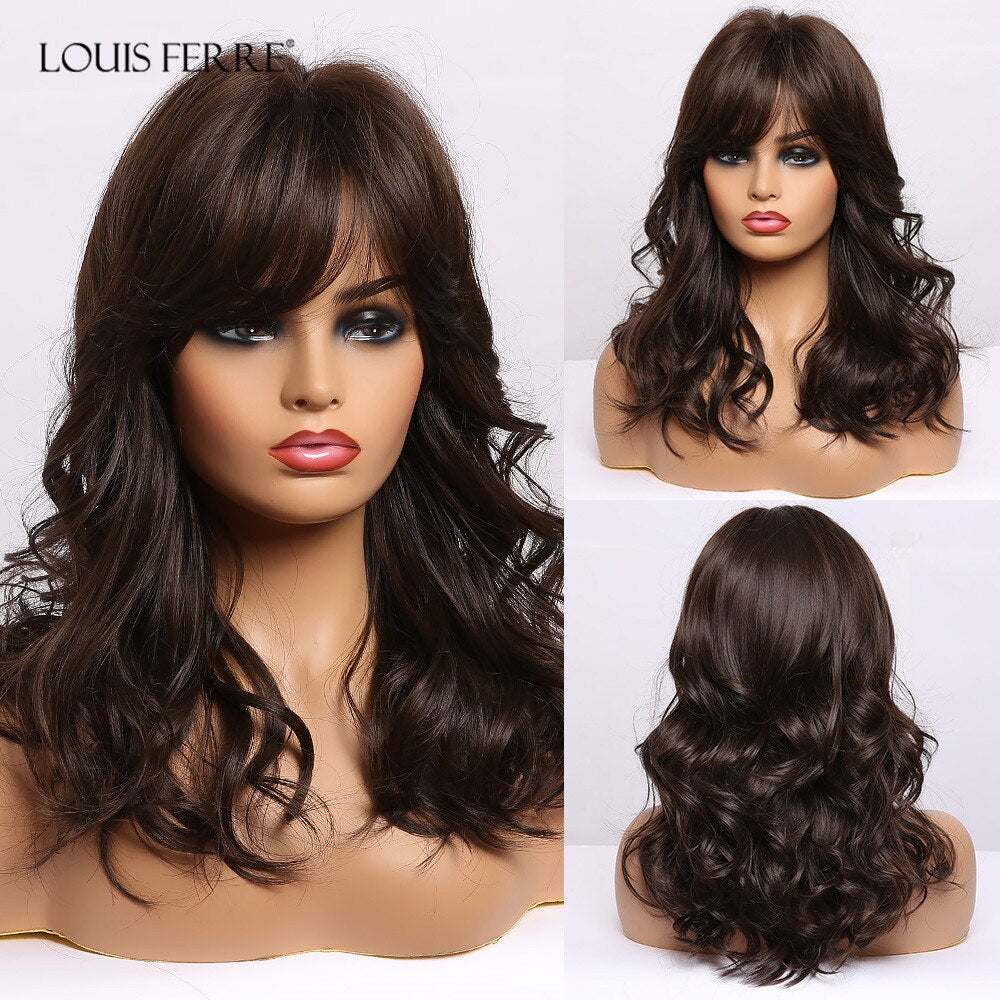 Black Bob Hair Wigs Medium Straight Synthetic Wig with Bangs Cosplay Wig Heat Resistant