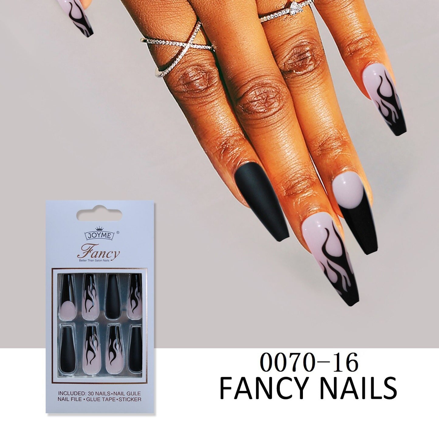 1 Box False Nails with Blue Butterfly Designs Long Coffin Ballerina Fake Nails Artificial Nail Art Tips Press On Nail with Glue