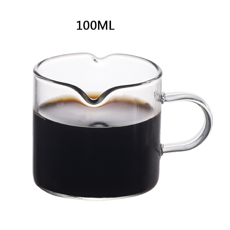 6 Styles Heat-resisting Glass Espresso Measuring Cup Double/Single Mouth Glass Milk Jug With Handle Glass Scale Measure Mugs