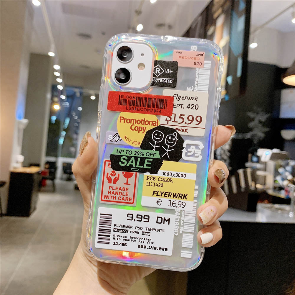 Cute QR bar code phone case laser for iphone 13 11 12 Pro Max Mini case silicone soft for iphone XR XS MAX 6 6S 7 8 Plus cover