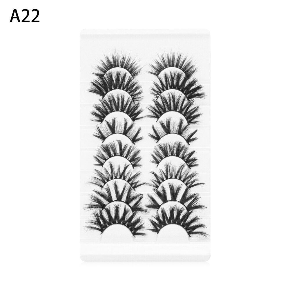 8 Pairs 3D Mink False Eyelashes Mixed Style 100% Mink Hair Wispies Criss-cross Fluffy Eyelashes Volume Handmade Cruelty-free