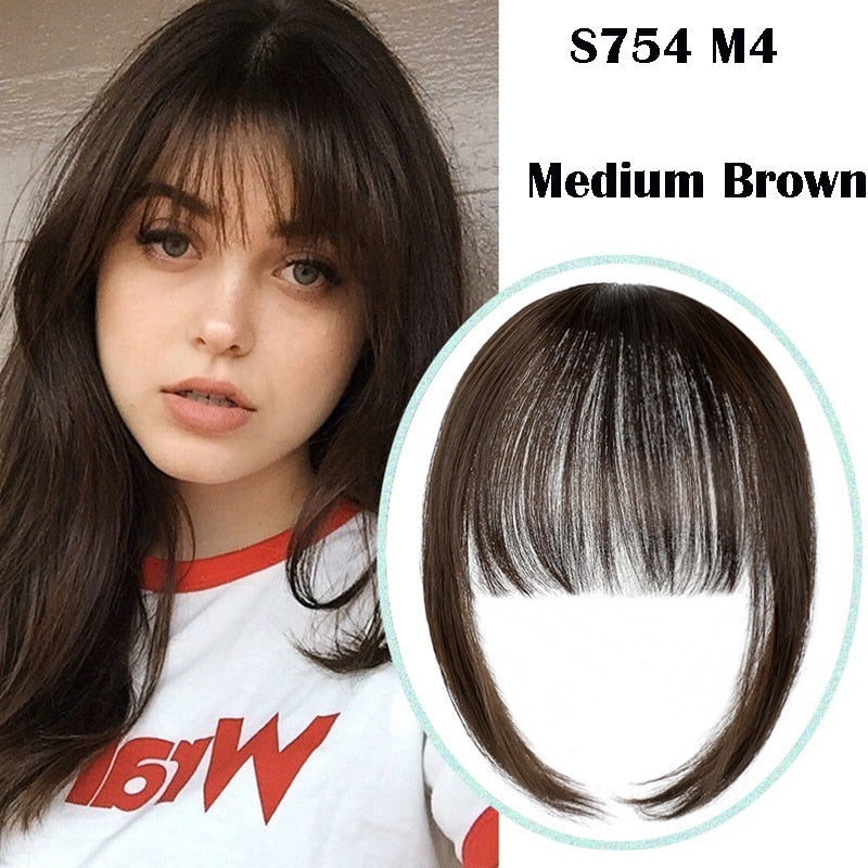 False Bangs Synthetic Hair Extension Fake Fringe Natural hair clip on bangs Light Brown wigs