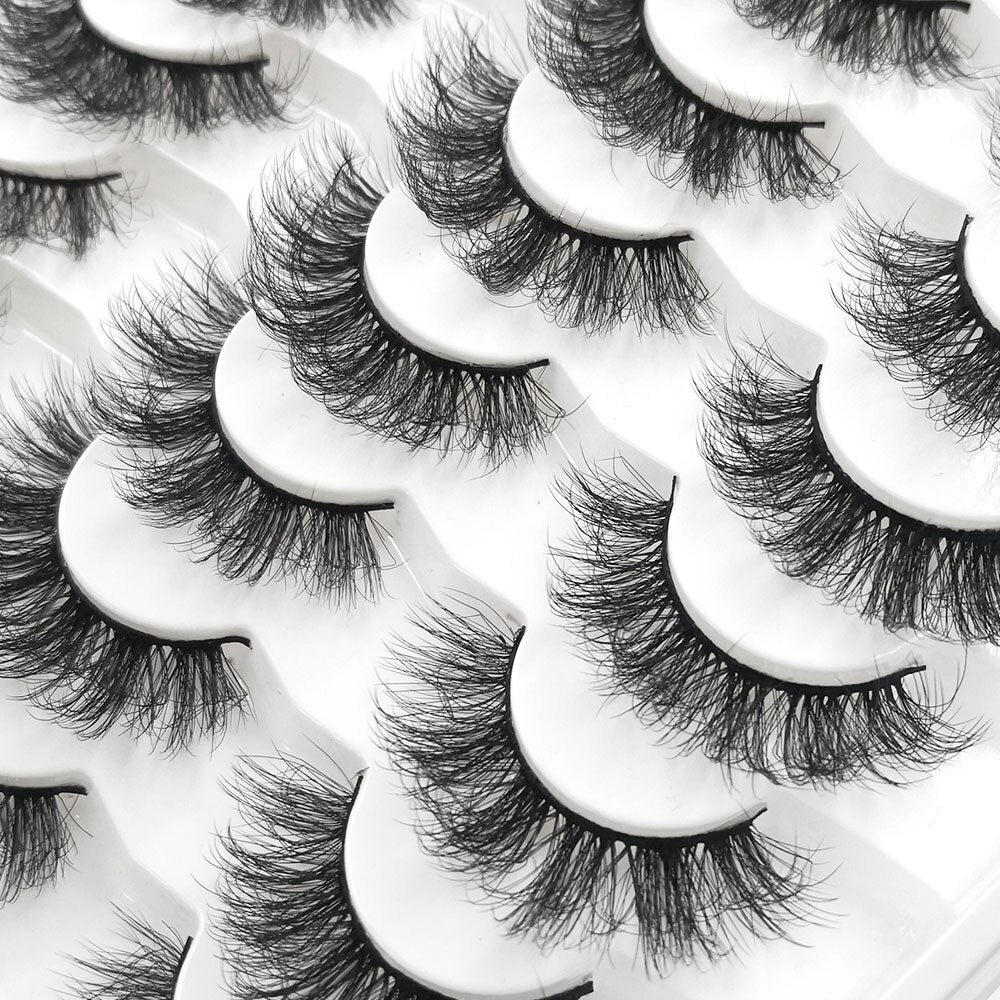 5/20Pairs Fake Lashes 3D Faux Mink Lashes Fluffy Soft Wispy Volume Natural long 8-25mm False Eyelashes Reusable Eyelashs