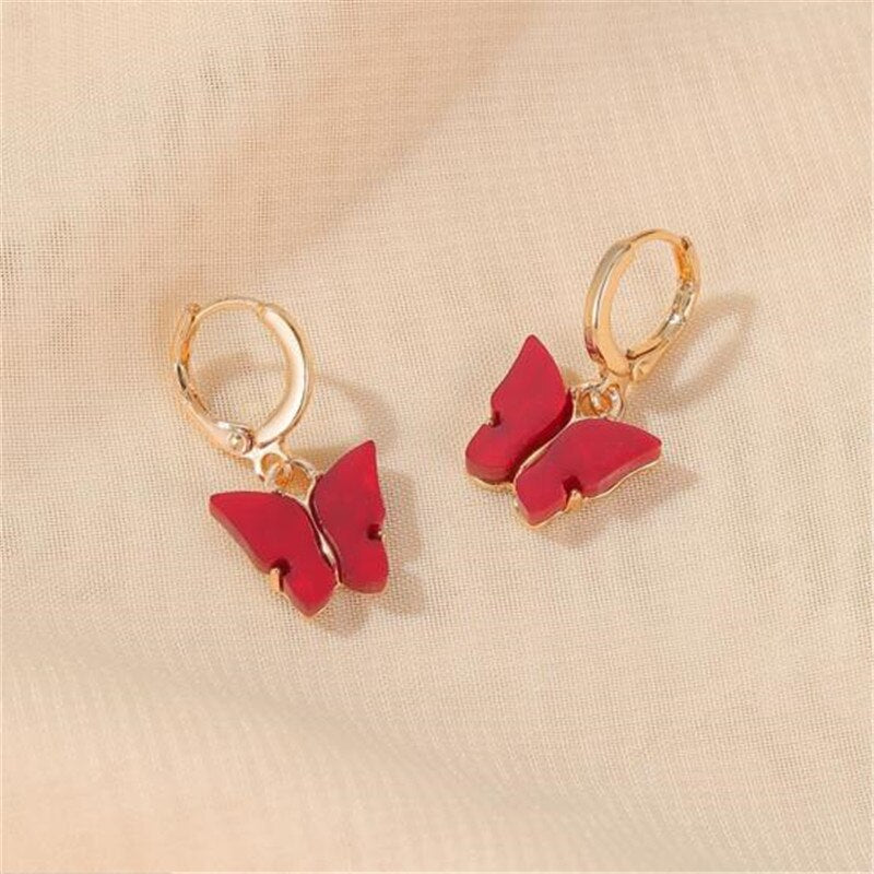 Beautiful Korean Butterfly Earring swing gold drop earrings aesthetic sands jewelry