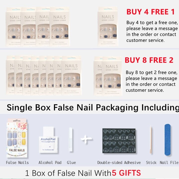 Fairy nail art Pearl decoration Wearable False Nails with glue 24pcs per box with wear tools