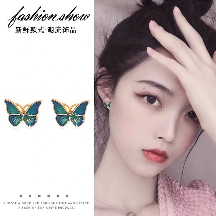 Geometric Butterfly Clip Earring Ear Cuffs Cool Jewelry Retro Chain Long Hanging Metal Gift