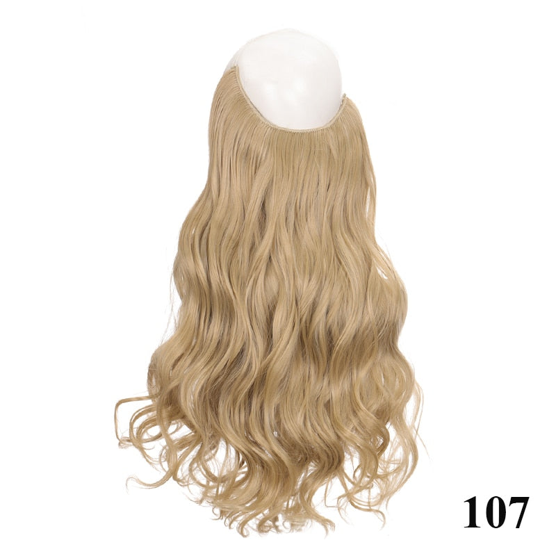 Synthetic 24 Inches No Clips In Natural Hidden Secret False Hair Piece Hair Extension Long Curly Fish Line Hair Pieces