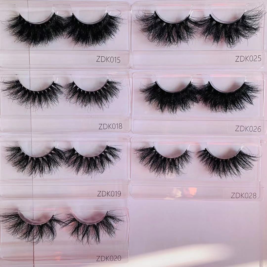 22mm 25mm Super Fluffy Dramatic Real Mink Lashes Wild Curly Eyelash