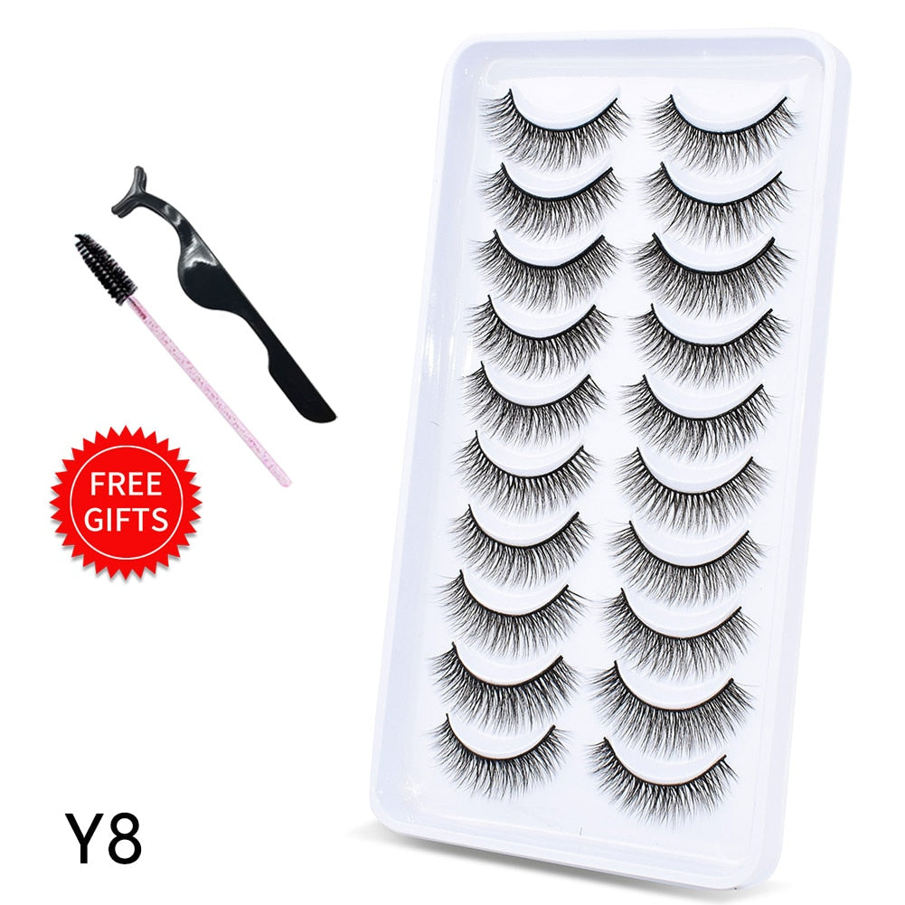 5/10/14Pairs Natural False Eyelashes Dramatic 3D Mink Lashes HandMade Fake Eyelash Extension Reusable Makeup Tool