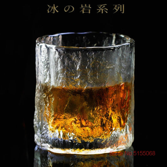 Japanese Glacier Old Fashioned Glass Whisky Cup Crystal Frost Design Scotch Whiskey Tumblers Thick Heavy Rock Wineglass Beer Mug