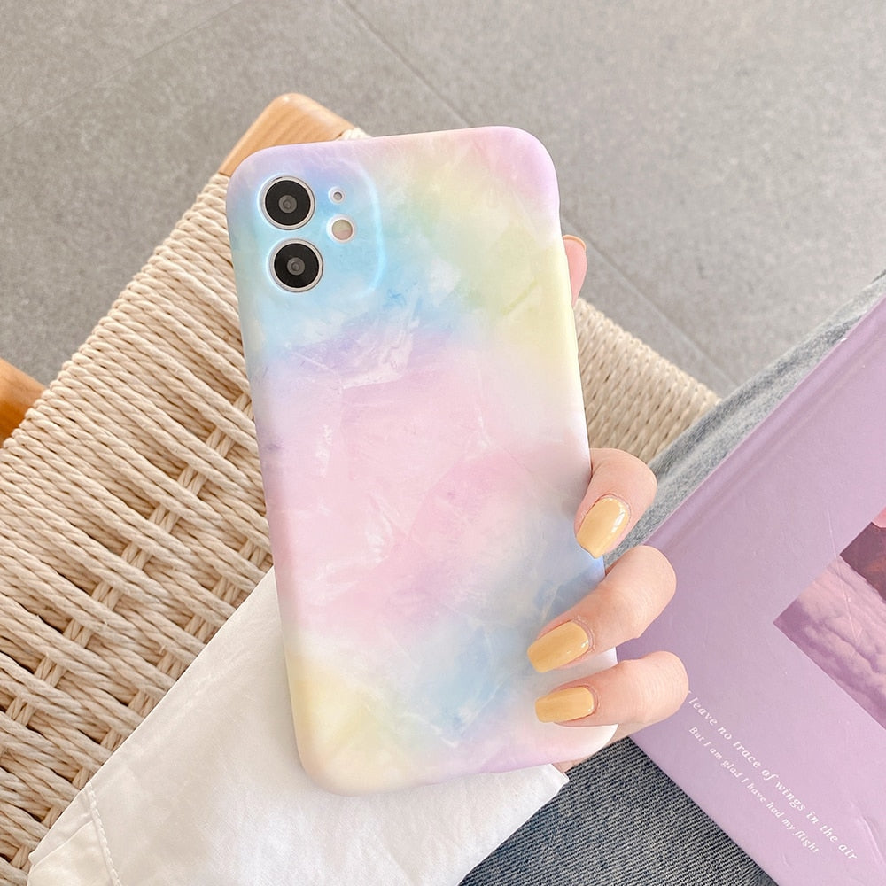 Rainbow Phone Case For For iPhone 13 Pro Max 12 11 Pro Max XR XS Max 7 8 Plus Soft Lens Protection Back Cover Coque