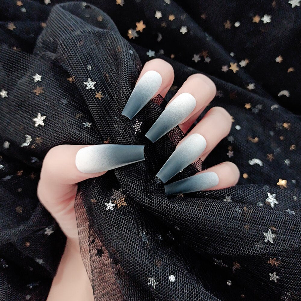 Fake nails with designs coffin artificial nails tips overhead with glue press on nail false nails set nail