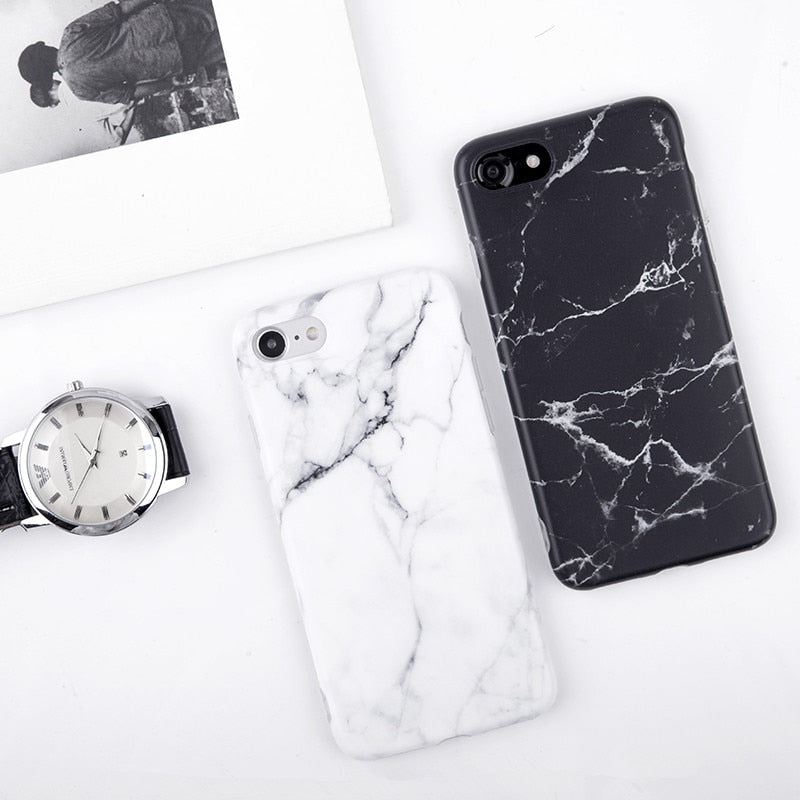 Marble Stone Gel Case for Apple iPhone 7 6s 6 8 Plus  X  XR XS Max Cases Black White Soft Squishy phone Case