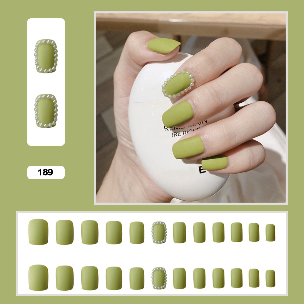 Fairy nail art Pearl decoration Wearable False Nails with glue 24pcs per box with wear tools