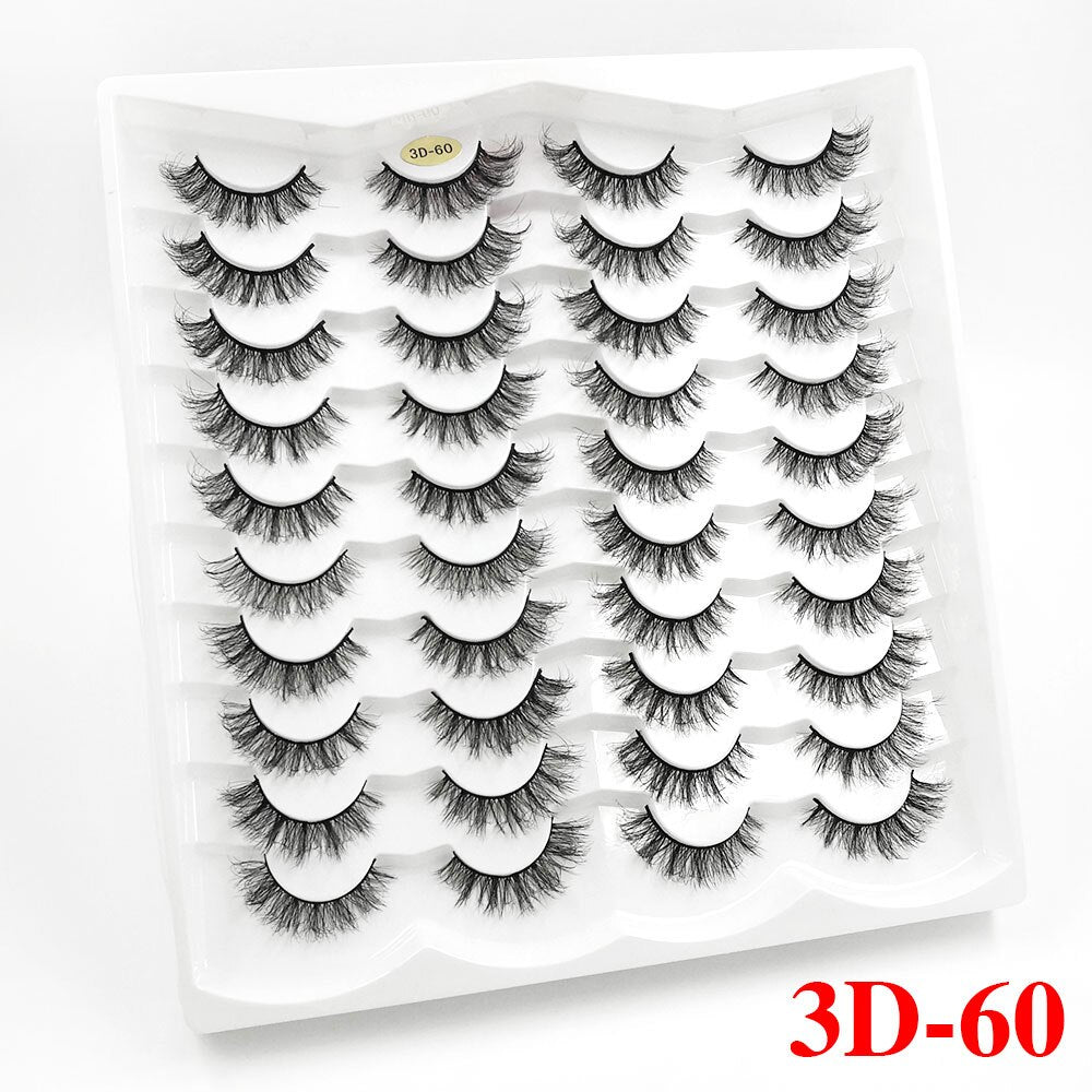 5/20Pairs Fake Lashes 3D Faux Mink Lashes Fluffy Soft Wispy Volume Natural long 8-25mm False Eyelashes Reusable Eyelashs