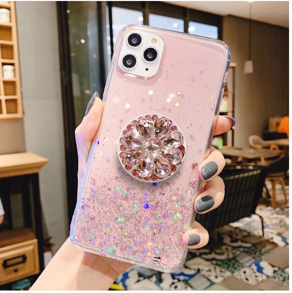 Plating Pearl rhinestone wrist bracelet Soft Phone Case For iPhone 11 12 13 Pro X XS Max 7 8 Plus Wrist Chian Strap phone Coque