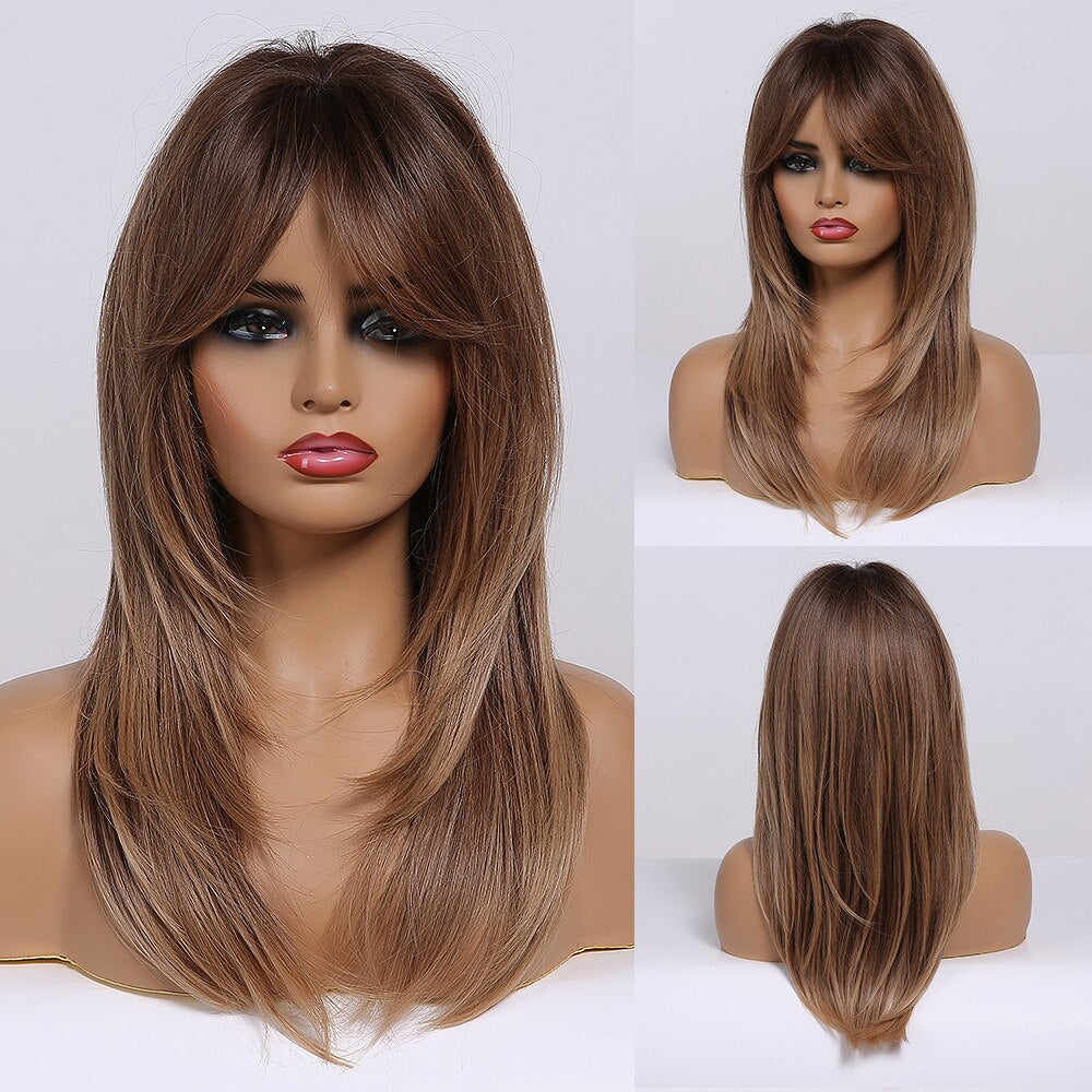 Black Bob Hair Wigs Medium Straight Synthetic Wig with Bangs Cosplay Wig Heat Resistant