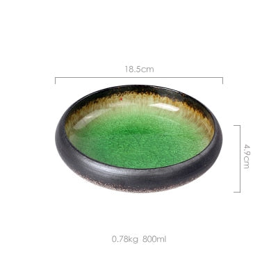 1Pcs Creative Ice Split Glaze Ceramic Plate Japanese Sushi Sashimi Plate Dish Salad Plate