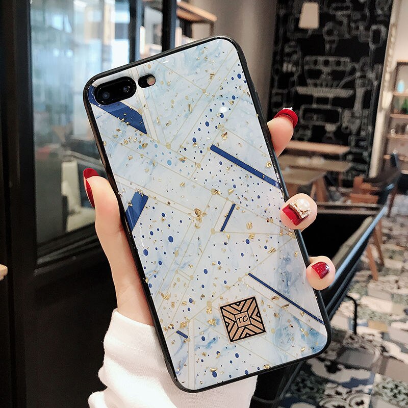 Glitter Gold Marble Case For iPhone 12 11Pro X XS Max XR Soft TPU Granite Geometry Cover For iPhone 7 8 6s Plus Cover Phone Case