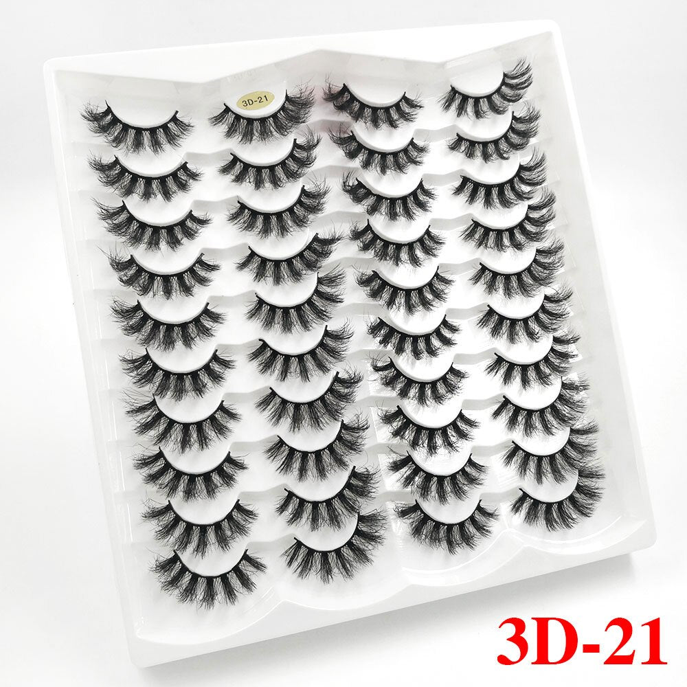 5/20Pairs Fake Lashes 3D Faux Mink Lashes Fluffy Soft Wispy Volume Natural long 8-25mm False Eyelashes Reusable Eyelashs