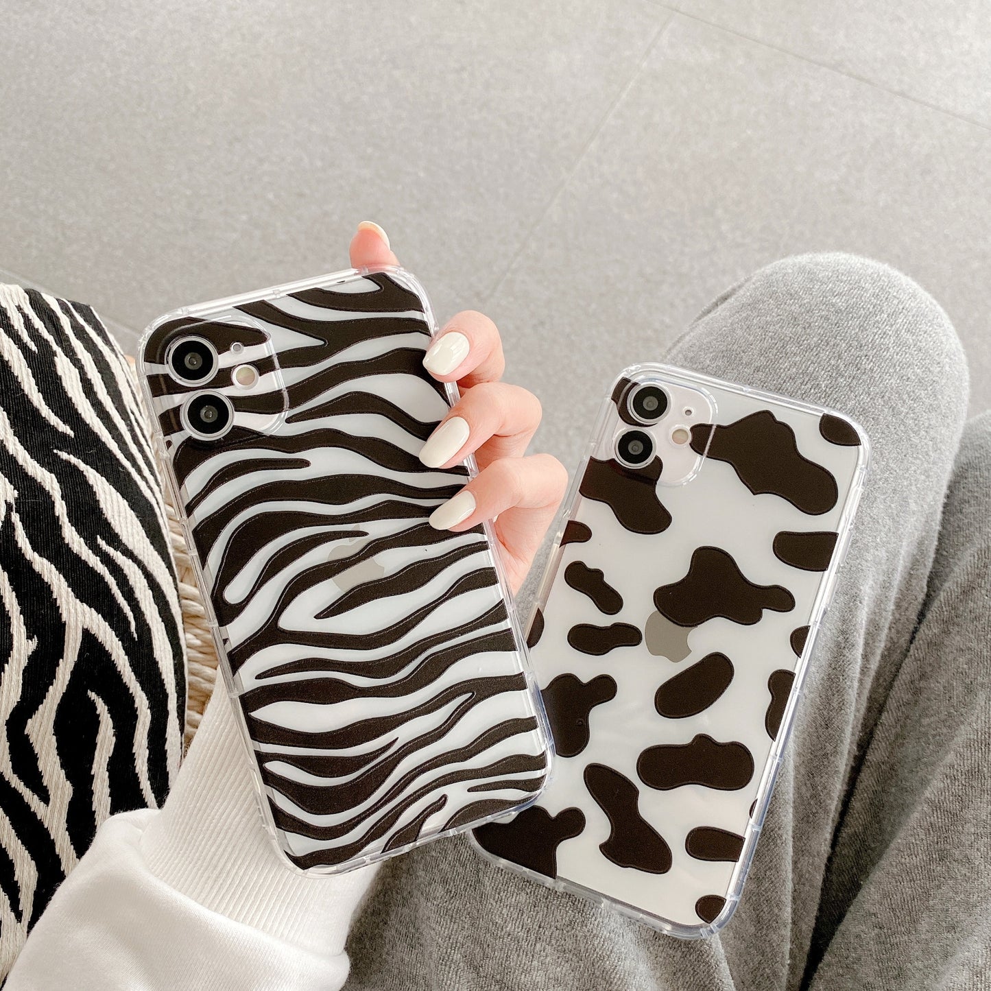 Instagram zebra cow partern phone case for iphone 13 11 12 Pro Max XR XS MAX X 7 8 Plus case transparent tpu soft cover protect fundas