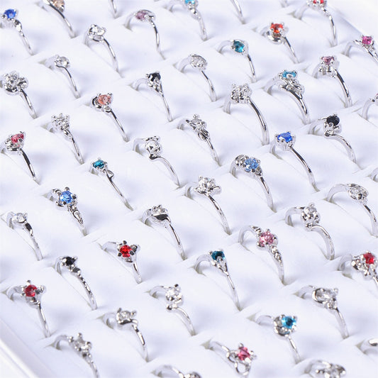 10Pcs/lot Vintage Flowers Pearl Silver Plated Rings For Women Mix Style Fashion Wedding Jewelry Party