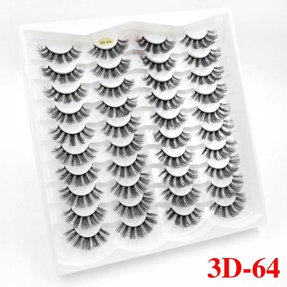 5/20Pairs Fake Lashes 3D Faux Mink Lashes Fluffy Soft Wispy Volume Natural long 8-25mm False Eyelashes Reusable Eyelashs