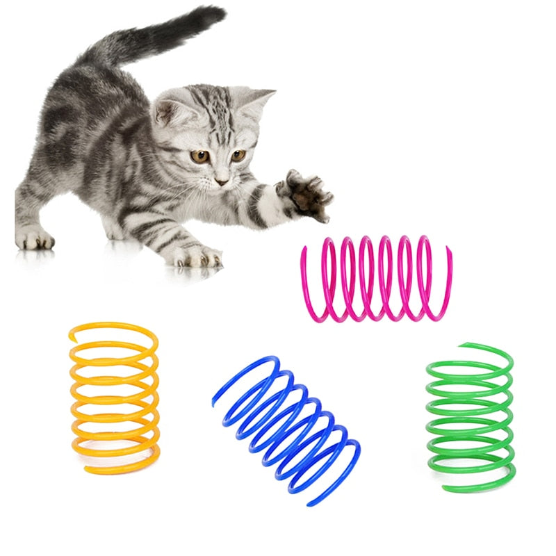 4/8PC Cat Colorful Spring Toy Creative Plastic Flexible Coil Interactive Toy Cat Funny Toy Pet