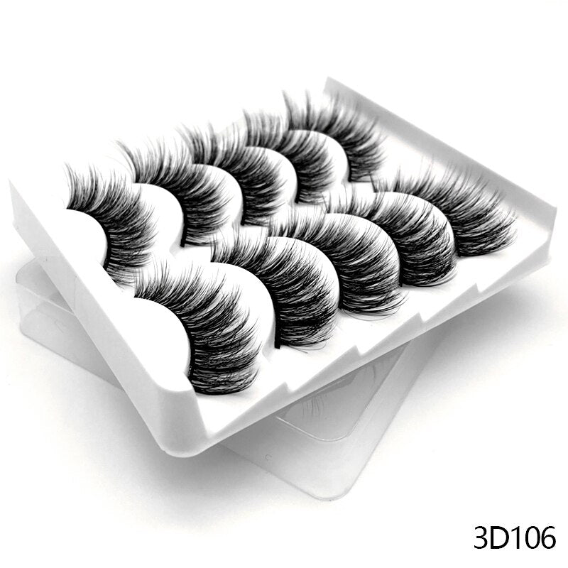 5-20 Pairs 3D Mink False Eyelashes Handmade Wispy Fluffy Long Lashes Natural