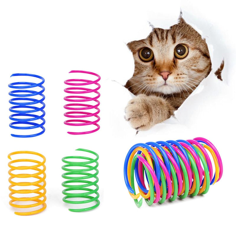 4/8PC Cat Colorful Spring Toy Creative Plastic Flexible Coil Interactive Toy Cat Funny Toy Pet