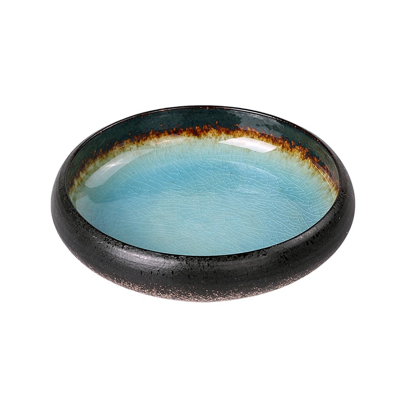 1Pcs Creative Ice Split Glaze Ceramic Plate Japanese Sushi Sashimi Plate Dish Salad Plate