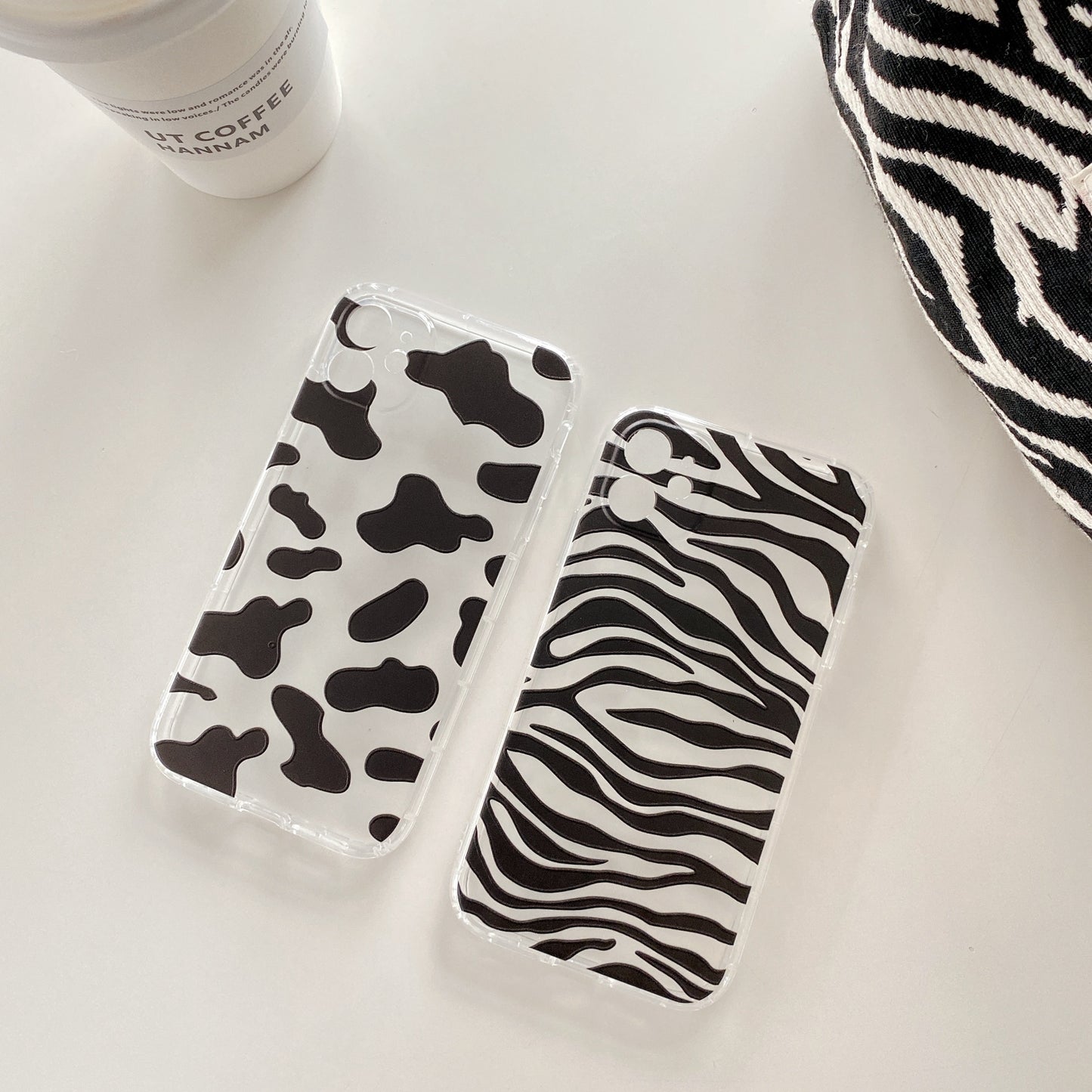 Instagram zebra cow partern phone case for iphone 13 11 12 Pro Max XR XS MAX X 7 8 Plus case transparent tpu soft cover protect fundas