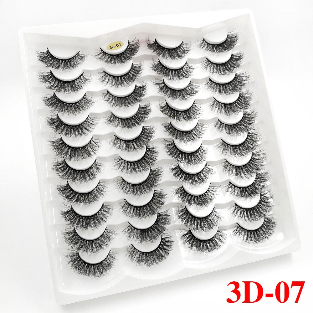 5/20Pairs Fake Lashes 3D Faux Mink Lashes Fluffy Soft Wispy Volume Natural long 8-25mm False Eyelashes Reusable Eyelashs