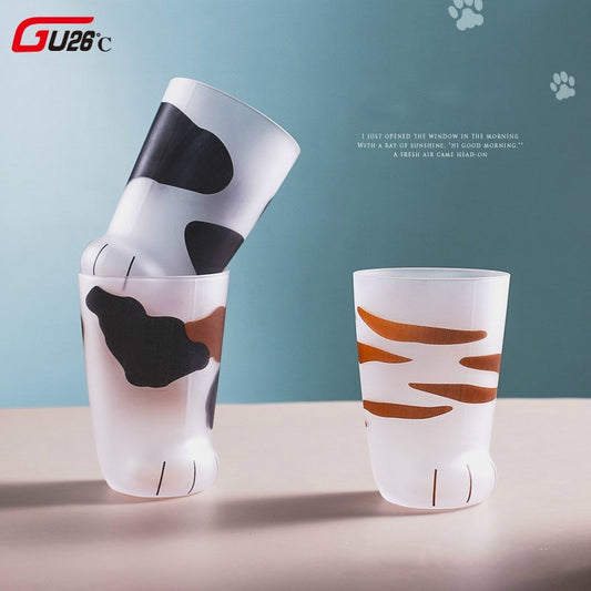 Cute Cat Paws Glass Tiger Paws Coffee Mug Tumbler Breakfast Milk Cup Gift