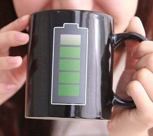 Battery Magic Mug Positive Energy Color Changing Cup Ceramic Discoloration Coffee Tea Milk Mugs