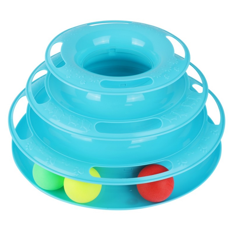 3 Levels Cat Pet Toy Cat Toys Intelligence Triple Play Disc Cat Toy Balls Cat Crazy Ball Disk Interactive Toy