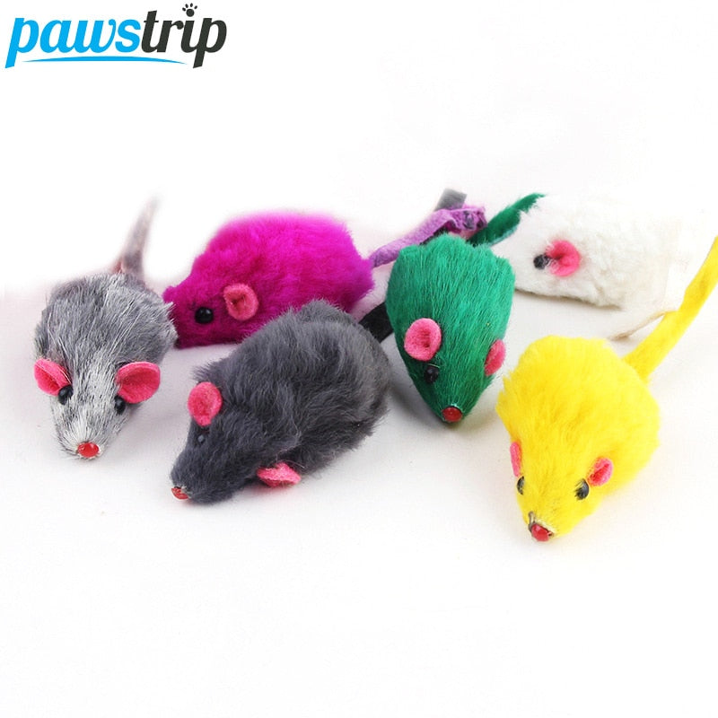 Rabbit Fur False Mouse Pet Cat Toys Feather Rainbow Ball Toy Cayts Funny Playing Toys For Cats Kitten Fish Cat Toy