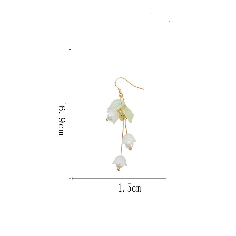 Aestheticism literature eardrop small pure and fresh and sweet girl lilies flowers earrings