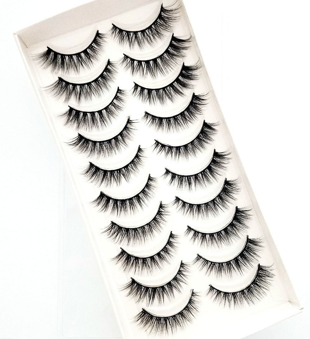 2/5/10 Pairs Natural False Eyelashes Fake Lashes Long 3D Mink Extension