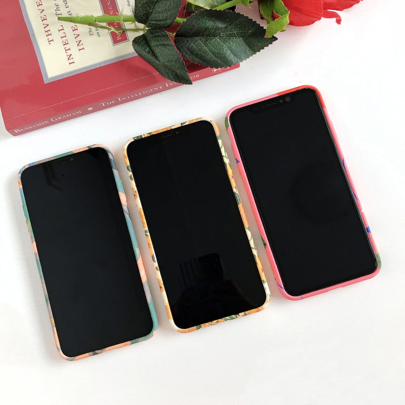 Colorful Flower floral Leaf Phone Case For iphone 13 12Pro 8 Plus 7 X XR Case For iphone 11 Pro Max soft Back Cover