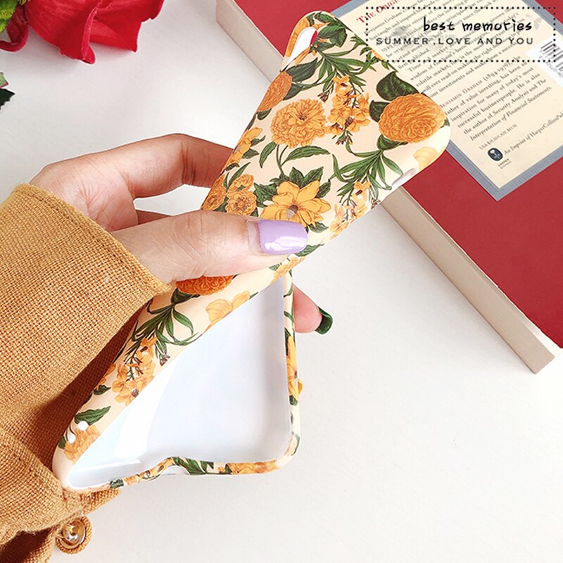 Colorful Flower floral Leaf Phone Case For iphone 13 12Pro 8 Plus 7 X XR Case For iphone 11 Pro Max soft Back Cover