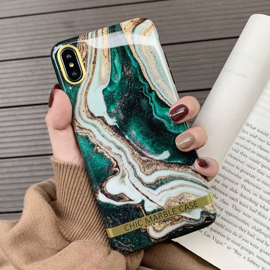 Artistic agate marble gold bar Phone Case For iphone XS XR XS Max 11 7 8 Plus Glossy soft silicon case Back cover