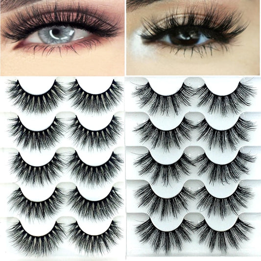 5 pairs 3D mink false eyelashes natural extension long cross volume soft winged faux