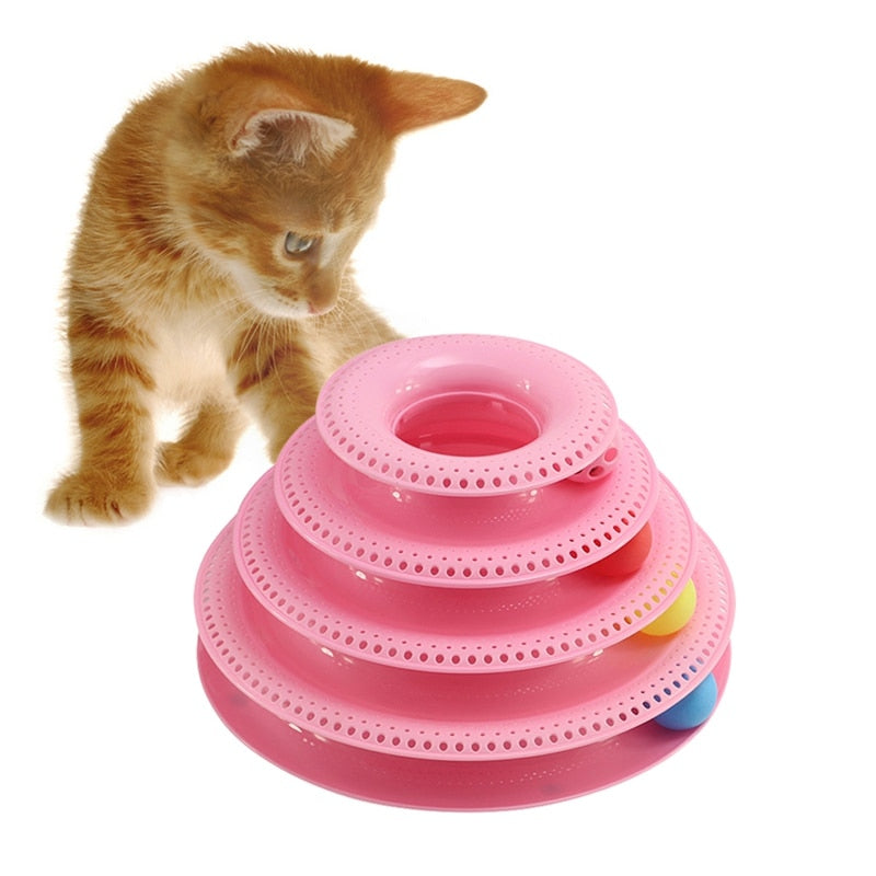 3 Levels Cat Pet Toy Cat Toys Intelligence Triple Play Disc Cat Toy Balls Cat Crazy Ball Disk Interactive Toy